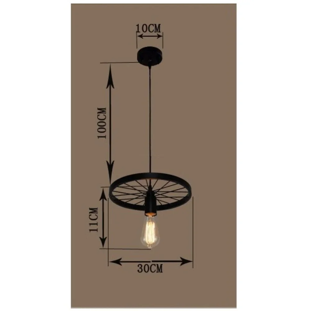 Wagon Wheel Chandelier for a Rustic Farmhouse Look - Single Bulb - Black